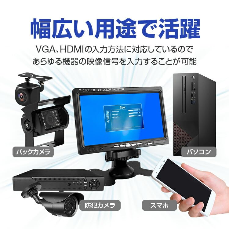 Amazon.co.jp: 7インチ 液晶モニター WSVGA液晶 HDMI/VGA/AV入力端子付